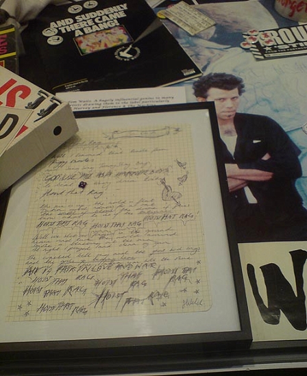 © Robert Rotifer Handgeschriebener Text von Tom Waits